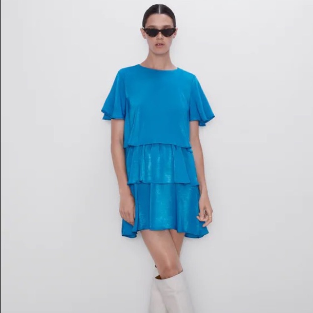 Zara Ruffled Satin Effect Dress